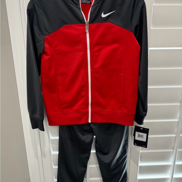 Nike Boys' Red and Charcoal Tracksuit - Picture 3 of 5